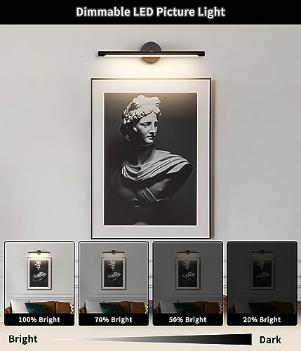 JUSHENG Luzes de Imagem Pretas para Pinturas Luz de Galeria Regulável com Fio Led Wall Art Lighting