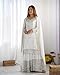 FASHION FRONTIER Beautiful Heavy Chinnon Silk New Punjabi Style Sharara Suit For Women Ready To Wear Salwar Kameez With Dupatta (US, Alpha, Large, Regular, White)