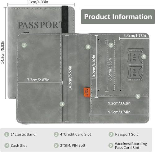 Image of CETLO Premium Passport Holder & Travel Wallet - RFID Blocking PU Leather Passport Cover & Document Organizer for Men & Women
