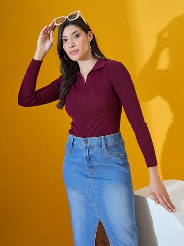 Image of 98 Degree North Women Spread Collar Sweater-G1577-BLACK