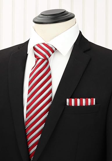 Image of HISDERN Mens Ties Extra Long Tie and Pocket Square Set 63 Inch XL Tie Pack Collection Present Box Necktie Lot 3 PCS