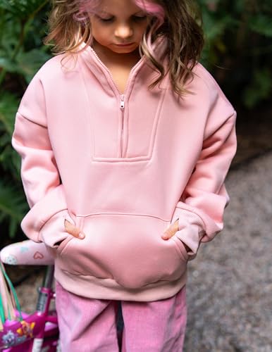 Image of Arshiner Girls Half Zip Sweatshirt Fleece Quarter Zip Pullover Sweatshirts | Fall Fashion Clothes for Teen Girls with Thumb Hole for 5-16 Years