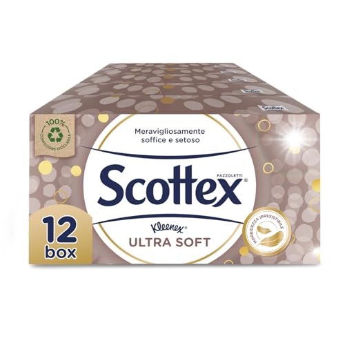 Scottex Ultra Soft Box pañuelos, 12 cajas de 80 pañuelos