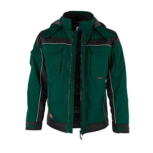 Qualitex Pro - Chaqueta de trabajo de invierno con cuello alto y velcro verde/negro M Cover