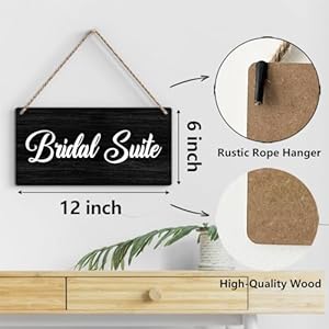 BELLOWDEER Rustic Wedding Bridal Suite Sign, Wedding Decor Wedding Stuff Engagement Wedding Party Decorations, Engagement Wedding Photo Props Sign 12x6 Inches (Black) BELLOWDEER Rustic Wedding Bridal Suite Sign Wedding Decor Wedding Stuff Engagement Wedding Party Decorations Engagement Wedding Photo Props Sign 12×6 Inches Black