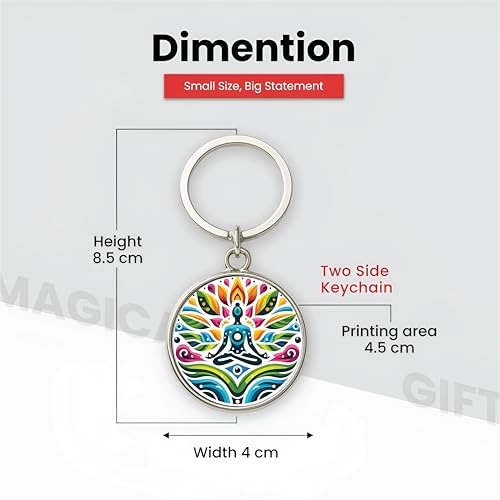 Image of MG | Protective Evil Eye /Spiritual Symbols /Om /Motivational Keychains | Double-Sided Metal Key Ring | Good Luck and devine Charm for Car, Bike, Home & Office