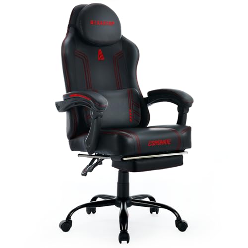 MIXASTEP Gaming Chair for Adults, Ergonomic Gaming Chair with Footrest and Lumbar Support, Reclining Gamer Chair with Large Size Seat, Adjustable Swivel Computer Chair for Office Gaming 135 KG, RED MIXASTEP Gaming Chair for Adults, Ergonomic Gaming Chair with Footrest and Lumbar Support, Reclining Gamer Chair with Large Size Seat, Adjustable Swivel Computer Chair for Office Gaming 135 KG, RED