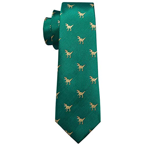 Image of Barry.Wang Fun Animal Ties for Men Designer Handkerchief Cufflink WOVEN Casual Necktie Set Festival