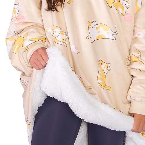 Image of Bare Home Wearable Blanket Hoodie - Soft Plush Sherpa - Warm and Cozy - Oversized Wearable Blanket