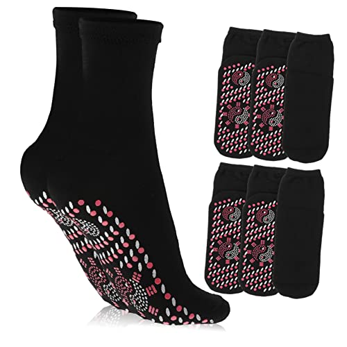 Gogogmee 4 Pairs Winter Thermal Socks for Women Men Breathable Cotton Mid Calf Heated Foot Warmers with Silicone Massage Dots Non Slip Insulated Comfort for Cold Weather and Leg Fatigue