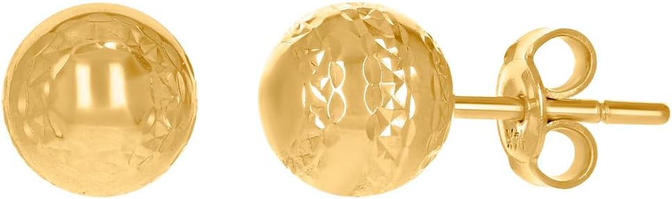 14k Yellow Gold Womens 8mm Ball Stud Earrings Ball Earring for Women
