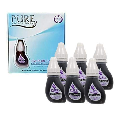 BIOTOUCH Micropigment PURE WET BLACK Pigment Color Permanent Makeup Microblading Supplies Eyebrow Shading Micropigmentation Cosmetic Tattoo Ink Lip Eyeliner Feathering Hair Stroke LARGE Bottle 15ml