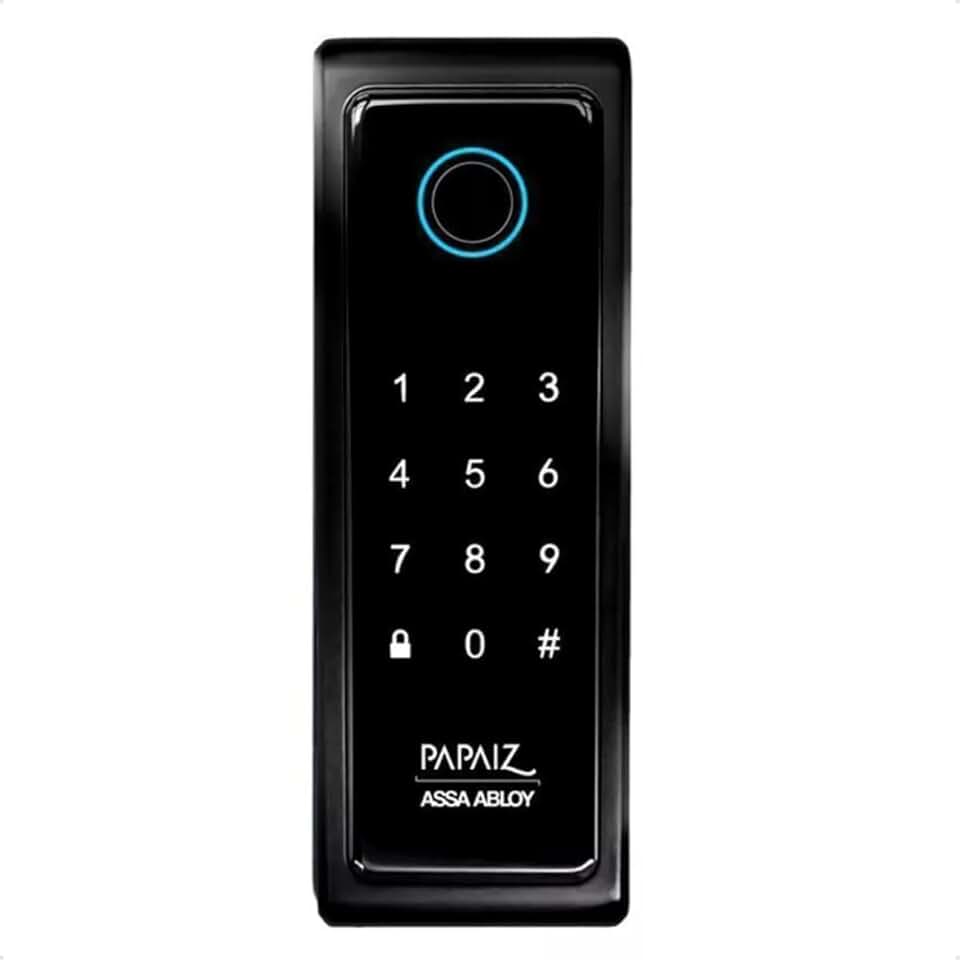 Fechadura Digital Papaiz SL140, Biométrica, 50 Usuários, Senha 4-8 Dígitos, Trinco Reversível, Preta