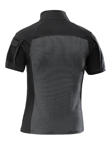 AKARMY Men's Military Short Sleeve T-Shirt, Tactical Cargo Pullover Polo Shirts, Outdoor Camo Shirt with 1/4 Zipper2