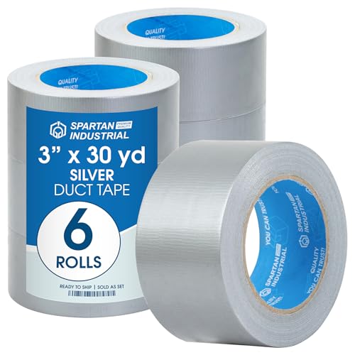 3" X 30 yd Silver Water-Resistant Tape - 6 Heavy-Duty Duct Tape Rolls