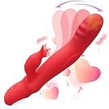 2025 Adult Tool for Women Today Soft Silicone Rabbit Ears Pleasure Toy Set Thrusting & Games for Men and Women Handheld Quiet Powerful 12 Modes Gifts Fun Toys for Her (Red)