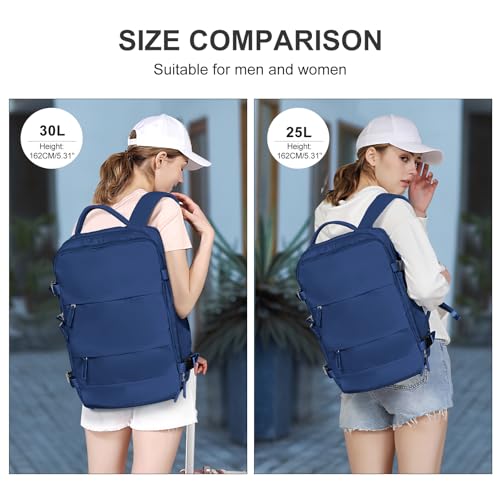Image of coowoz Large Travel Backpack For Women Men,Carry On Backpack Flight Approved,Hiking Backpacks Outdoor Rucksack Casual Daypack Travel Bag Essentials Personal Item Backpack (Royal Blue L)