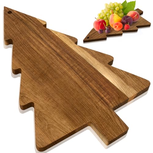 Christmas Tree Cutting Board, Wooden Christmas Charcuterie Cheese Board For Kitchen Decor, Fruit Tray Holiday Dessert Candy Board