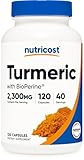 Nutricost Turmeric Curcumin with BioPerine and 95% Curcuminoids, 2300mg, 120 Capsules, Veggie Capsules, 767mg Per Cap, 40 Servings, Gluten Free, Non-GMO