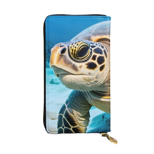 Portefeuille en cuir tortue pour femme avec grand clip et compartiments