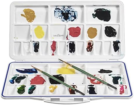 ZAHEPA Rectangle 42 Compartment Colour Palette for Painting, Watercolor Palette for Artists & Kids, Plastic Paint Mixing Tray with Lid, Acrylic & Poster Colour Palettes, Art & Craft Painting Accessory