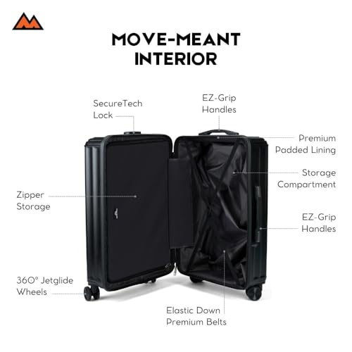 Image of MOVE-MEANT ROAMIFY Small Cabin Suitcase 55 CM 8 Wheels Number Lock Poly Carbonate Black Trolley Bag for Men & Women | 360 Degree Wheeling System Luggage | Trolley Bags for Travel