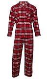 Location Clothing Pigiama da uomo in flanella di cotone pettinato, taglie S-4XL, Rosso tartan, XXXXL