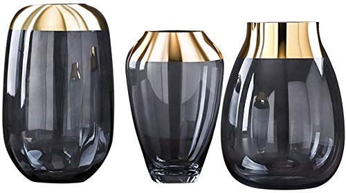 Vase Antique en Céramique MU Pot de Fleur Décoration de la Maison Noir Trois Pièces 40*15