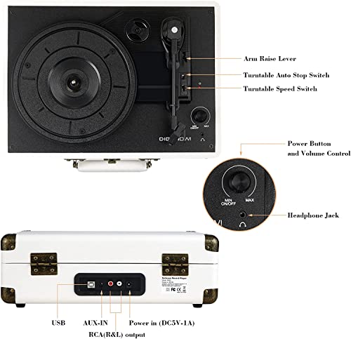 DIGITNOW! Belt-Drive LP Platine Vinyle stéréo, 3 Vitesses avec Enceinte Interne, AUX in et Prise RCA. - Les Beatles, Paul McCartney, John Lennon, RIngo Starr, George Harrison DIGITNOW! Belt-Drive LP Platine Vinyle stéréo, 3 Vitesses avec Enceinte Interne, AUX in et Prise RCA. – Image 5