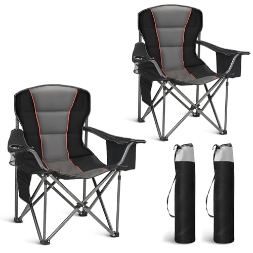 LET'S CAMP Lot de 2 chaises de Camping Pliantes surdimensionnées avec Porte-gobelets, Sac...