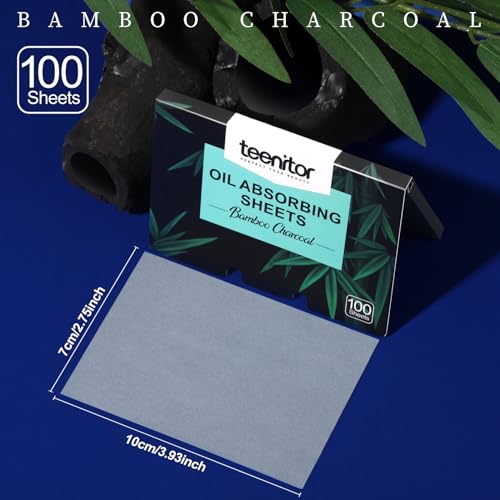 image for Teenitor 800 Counts Oil Blotting Papers for Face, Bamboo Charcoal Oil 