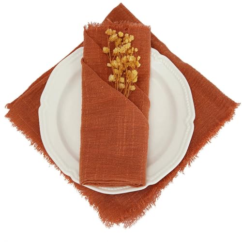 Servilletas de algodón de gasa retro premium de 32x32 cm para mesas de boda 7