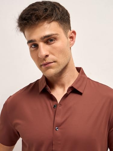 Image of THE BEAR HOUSE Men's Solid Slim Fit Water Repellent Performance Shirt