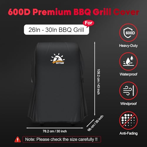 Zettum Pokrowiec na grilla 76 cm - 7105 Pokrowiec na grilla Weber Spirit 210, wodoodporny pokrowiec poliuretanowy do Weber Spirit E-210 ze składaną półką boczną (76 dł. x 66 szer. x 109 wys. cm)