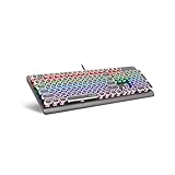 E-YOOSO K600 Retro Mechanical Gaming Keyboard 104 Key, Rainbow LED Backlit Typewriter Keyboard for PC Desktop, Black (Brown Switch)