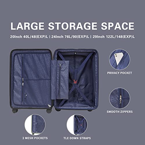 Image of Verage Luxe Freeland 68 cms Black Check-in Hardsided Trolley Bags for Travel, Expandable Hardshell Suitcase with Spinner Wheels, TSA Approved Lock Luggage (Medium-Check-in 24 inch)