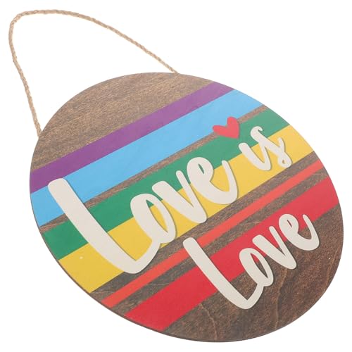 FONDOTIN Decoración Colgante de Madera para Puerta Arco Iris Señal de Orgullo para Mes del Orgullo Letrero Frontal para Hogar Tienda y Fiesta Accesorio para Pared y Ventana