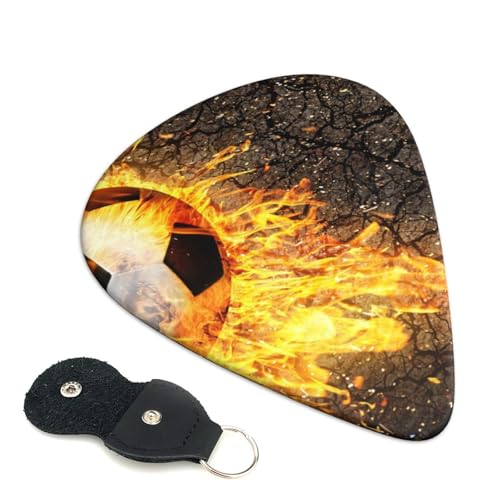 燃える炎の中のサッカー ボール かわいい漫画エレキギターピック Abs 素材エレアコ弦楽器 初心者トライアングルピック 6 枚セット 0.96mm