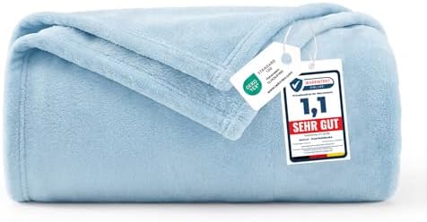 WAVVE Kuscheldecke Flauschig Decke Tagesdecke 150x200 - Sofadecke Hellblau | 260g/m² Blanket, Weich Flanell Fleecedecke, Überwurf für Sofa und Bett, Couchdecke, Deko als ideale Ges