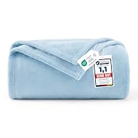 WAVVE Fleece Blanket Sofa Throw Light Blue 4ft x 5ft - Pale blue Fluffy Soft Warm Versatile Blanket for Sofa/Couch/Bed Throw/Single Size, 130x150 cm