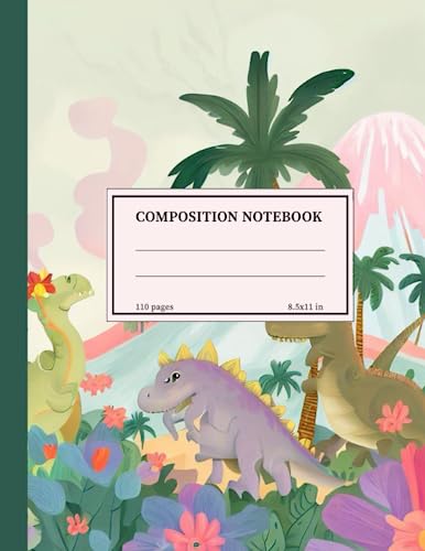 Cartoon Dinosaur Notebook: Composition College Ruled Notebook (8.5x11) 110 pages.