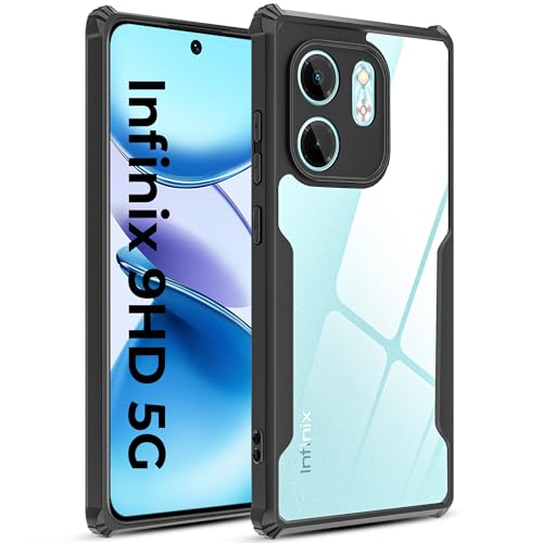 Image of A rtistque Clear Hard Transparent Acrylic Armor Anti-Drop Shockproof TPU Edge Back Cover Case for Infinix Smart 9 HD - Black