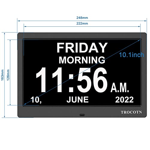 Trocotn TR-C010-01 10 Inches Calendar Clock Dementia Clock Large Display Alarm Clock thumb #1