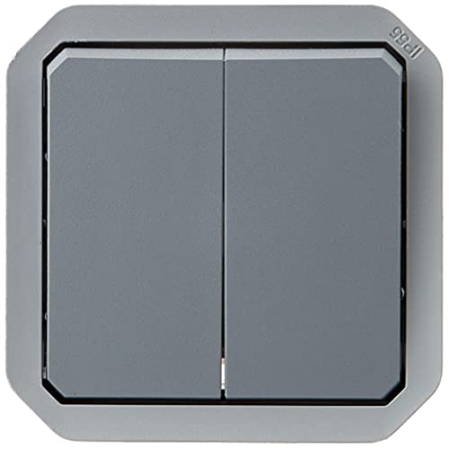 Legrand - Commande pour fonction double interrupteur ou va-et-vient 10A ou poussoir 10A étanche Plexo finition gris