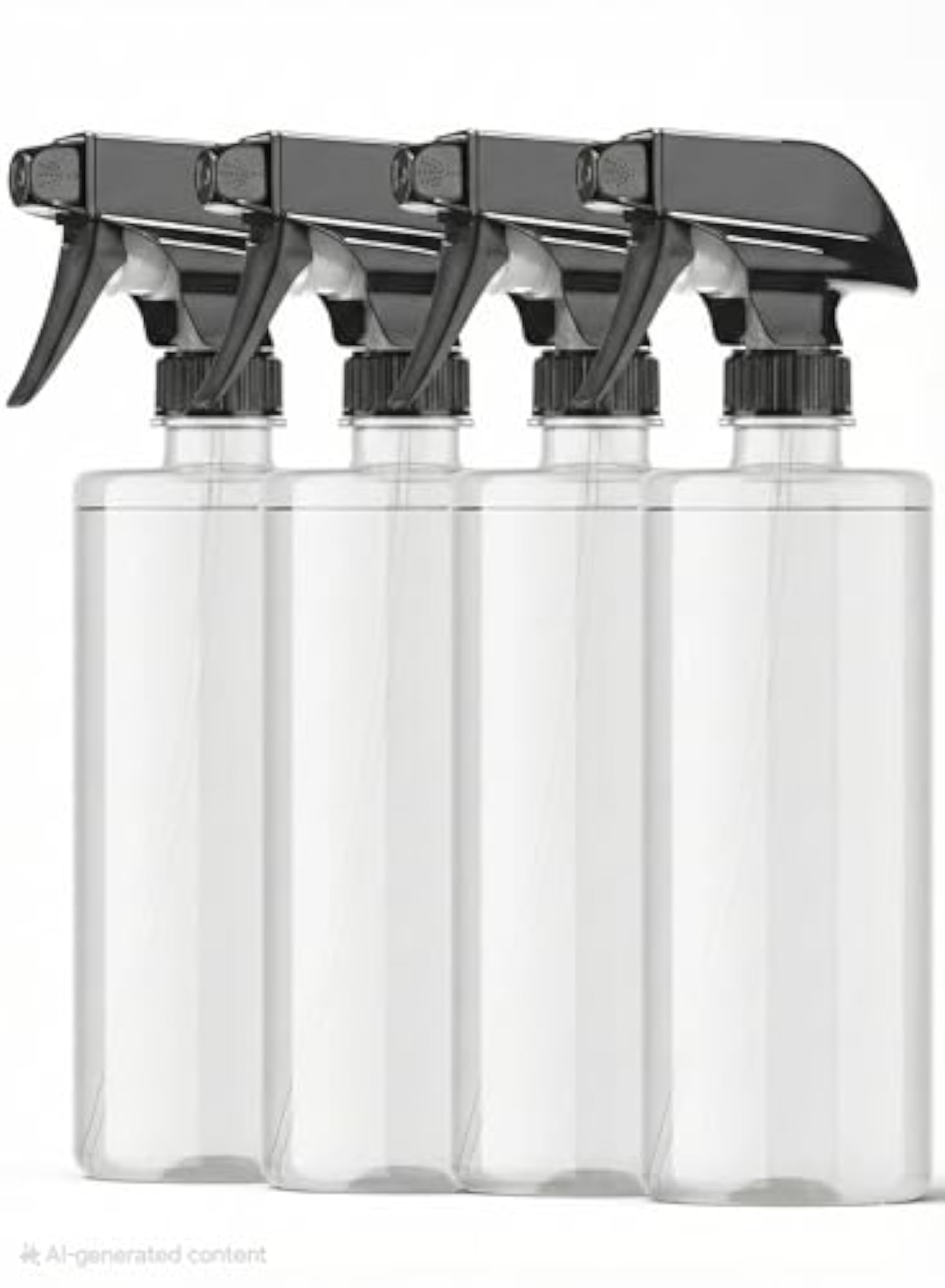 Pack of 4 Transparent Clear Empty Water Spray Bottles, 500ml