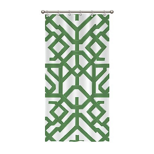 MangGou Waterproof Shower Curtain with Hooks Sage Green Geometric Stripes Bath Curtain 36x72in Imperial Trellis Geometric Green Polyester Fabric Bathroom Curtain Bathtub Decor Shower Curtains
