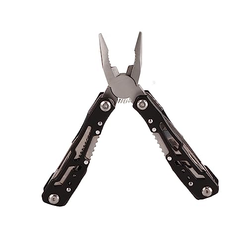 Multi Function Folding Tool Pliers with Safety Lock, Corrosion Resistant Stainless Steel, Portable for Outdoor Camping Black