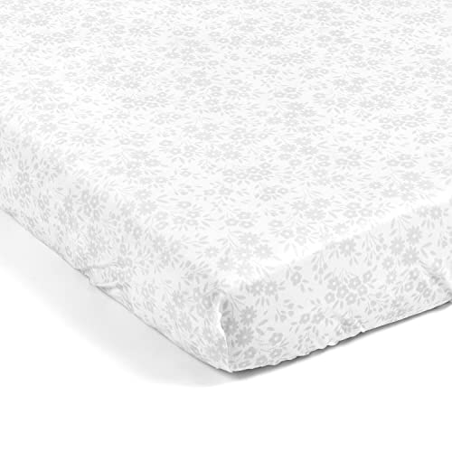 Image of Lush Decor Garden of Flowers Soft & Plush Fitted Crib Sheet, 52 inchx 28 inch, Gray