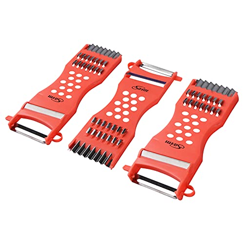 Saim Vegetable Peeler Metal Scraper Fruit Grater Slicer Orange Red 3 Pcs #TOP6