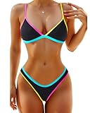 Women's Bikini Sets: This two piece swimsuit features a triangle bikini top with removable padding and a high cut bottom, which accentuates your body lines. Triangle Swimsuits: The sexy V neck bikini top is designed with adjustable spaghetti straps, ...